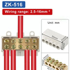 T‑Type Wire Connector ZK Terminal Splitter I-type Brass Clamp Electrical Wire Junction Box for Household Lighting Socket Wiring