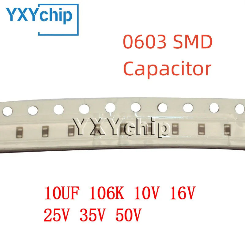 50PCS 0603 10UF 106K 10V 16V 25V 35V 50V 10% X7R X5R 1608 SMD Chip Multilayer Ceramic Capacitor