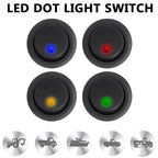 5 Pieces Car Pushbutton Switch 12V ON/OFF Luminescence Toggle Switches Round Rocker Dot Switch LED Light Waterproof