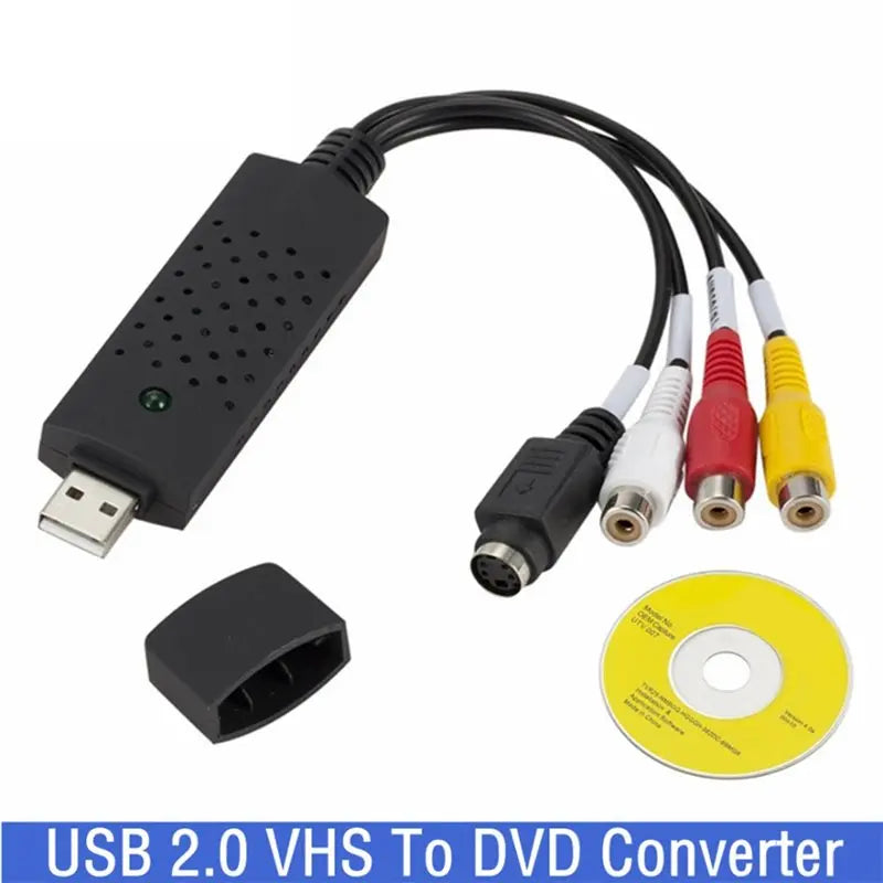 B03B-USB 2.0 VHS To DVD Converter Record Capture Card Convert Analog Video To Digital Format Audio Video DVD VHS PC Adapter