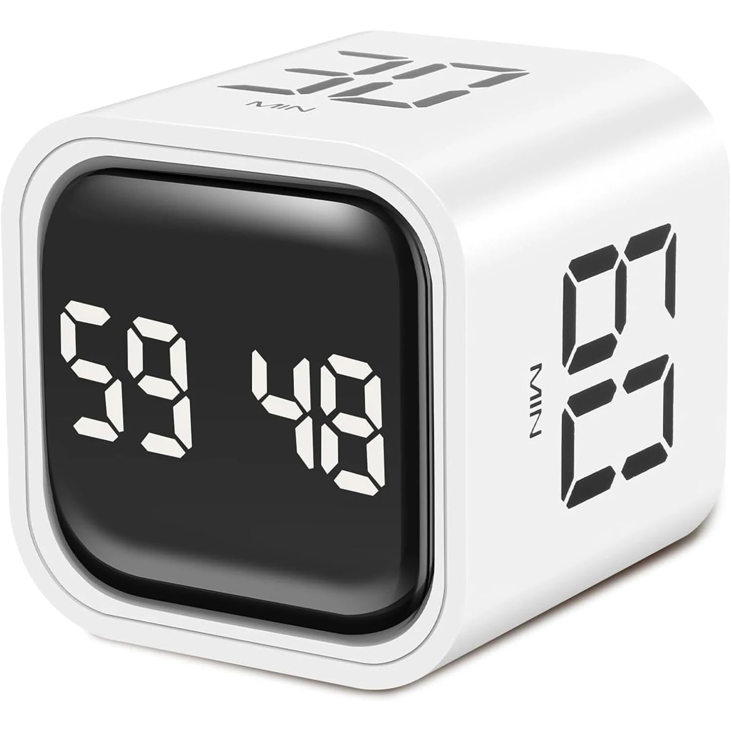 Adjustable Cube Timer - 5/10/30/60 Minute Countdowns, Settings - Pause, Resume, Silent, Vibrate & Sound Alarm for Work, Study