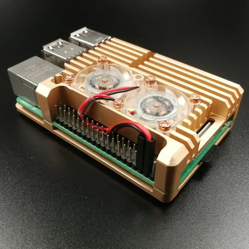 For Raspberry Pi 4 3 Model B 3B Plus Aluminum Case with Dual Cooling Fan Metal Shell Enclosure for RPI Raspberry Pi 4B 3B+ Model