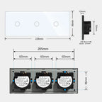 TAWOIA EU Triple 1/2/3/4 Gang 1/2 Way Wall Touch Light Switch 228mm Waterproof Backlight Sensor On/Off Switches