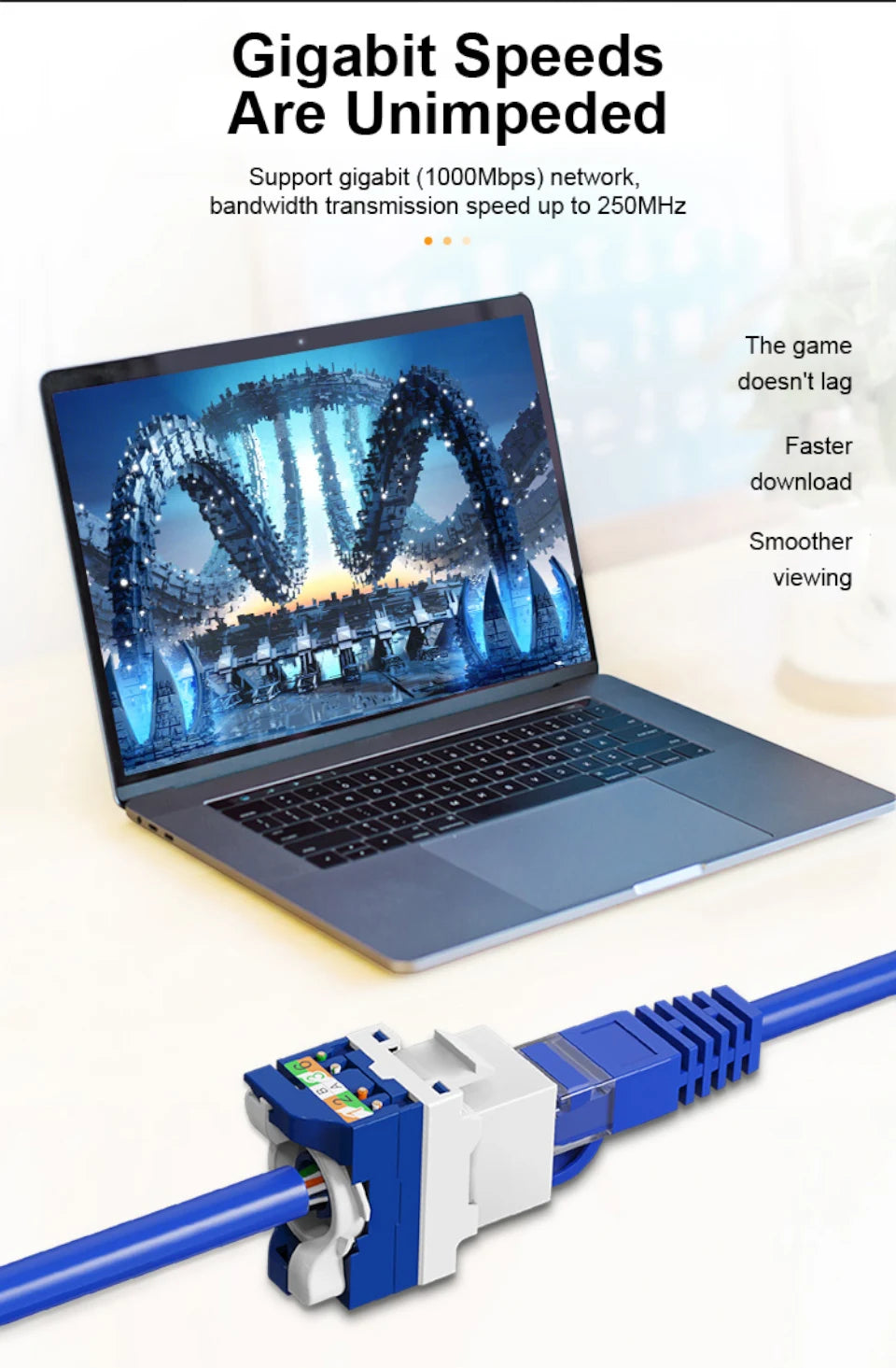 OMAY RJ45 Keystone Jack, CAT6 CAT5E CAT6A Tool Free Self-Locking Module Adapter No Punch-Down Tool Couplers