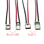 2 Pin Micro USB Male Female Jack Type C USB Plug Soldering Wire Connector Charging Port Interface Charging Socket DIY 10CM
