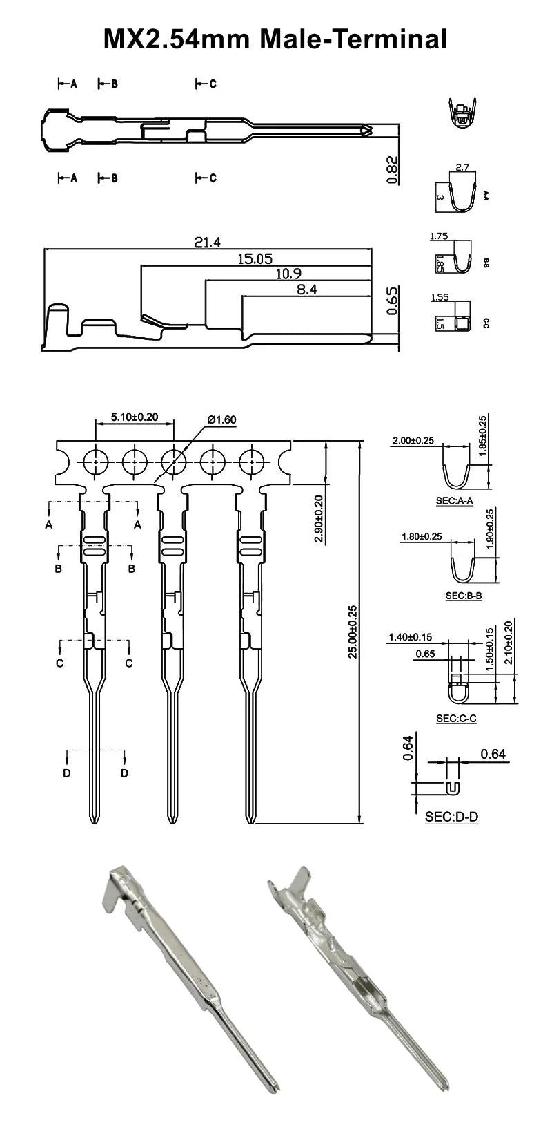 10Set(20PCS) MX2.54 Dupont Connector Housing With Lock Buckle 2.54mm Pitch Single Row 2P/3P/4P/5P/6P/7P/8P/10P/12P Docking Shell