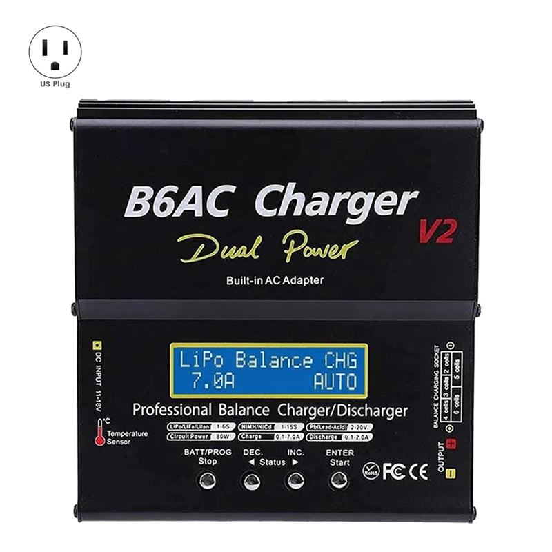 X59A_B6 Charger Black IMAX B6AC V2 80W 7A Smart Balance Charger