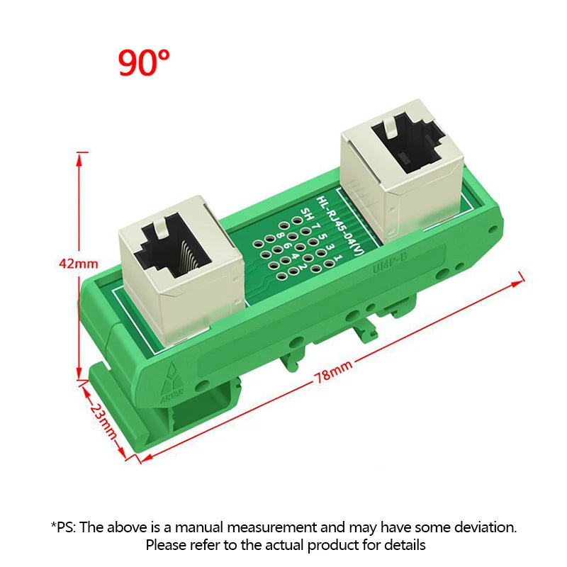 1PCS Din Rail Mounting RJ45 Female To Female Splitter Board RJ45 45 Degree Breakout Board