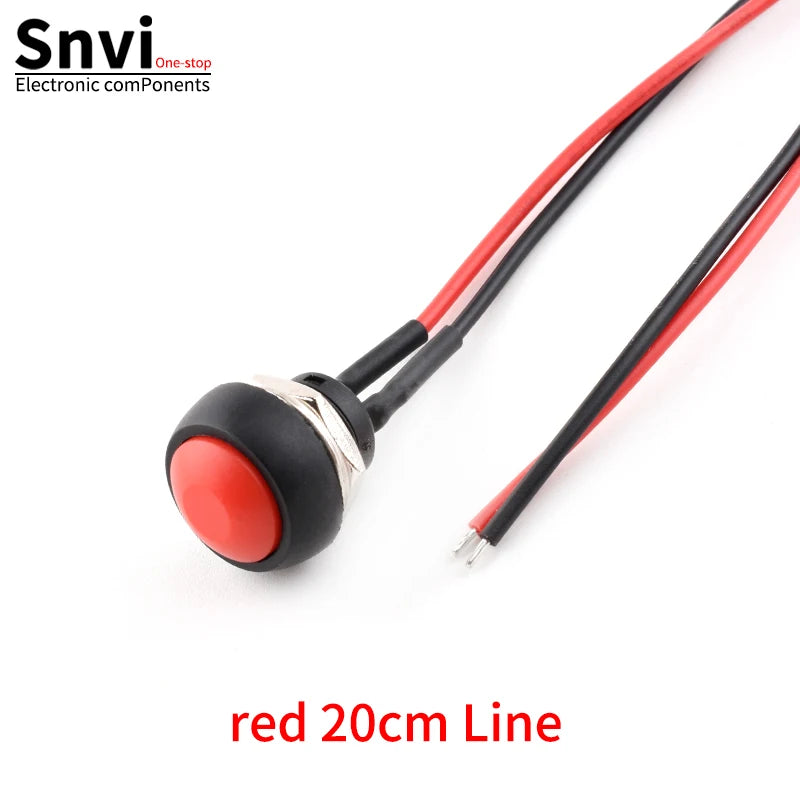 12mm Waterproof Momentary Push Button Switch PBS-33B Mini Round ON/Off Switch With Pre-wired Leads Self-Reset for Arduino DIY