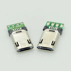 5/10PCS Micro USB 5Pin Male Plug With PCB Solder Plate Double-sided Micro 5P Connector Jack Port 4Pin Welding Wire Board Plug