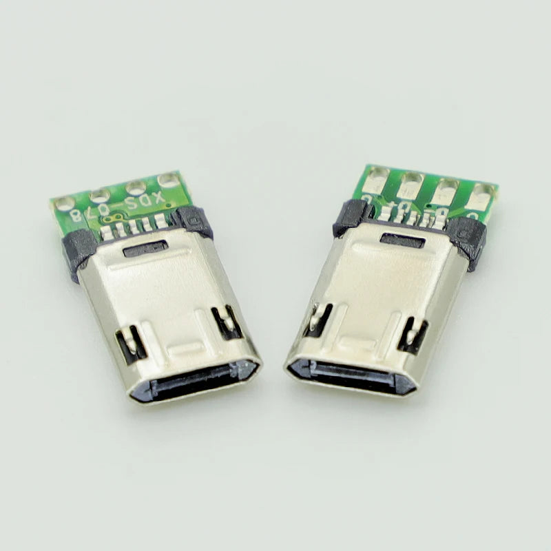 5/10PCS Micro USB 5Pin Male Plug With PCB Solder Plate Double-sided Micro 5P Connector Jack Port 4Pin Welding Wire Board Plug