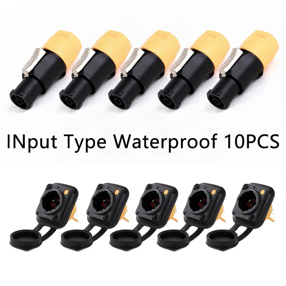 10pcs/5Sets New 3Pins Waterproof Locking Male Cable Plug+Female Chassis NAC3MPX or NAC3MX-W+NAC3FPX+Powercon Connector NAC3FX-W
