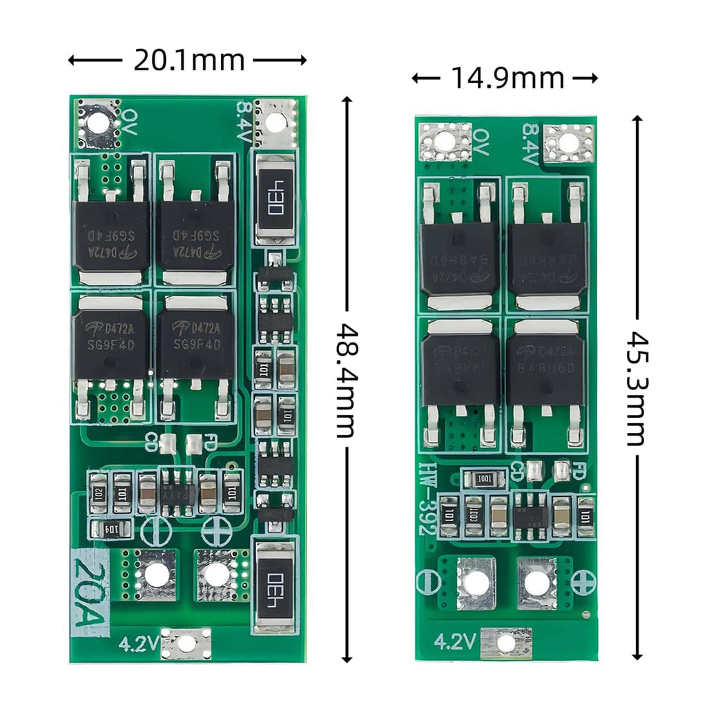 2S 20A 7.4V 8.4V 18650 Lithium Battery Charger Protection Board PCB BMS Board Balanced / Standard 20A Current Module For DIY