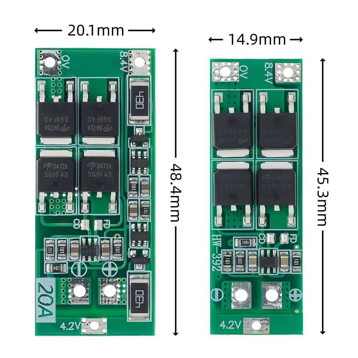 2S 20A 7.4V 8.4V 18650 Lithium Battery Charger Protection Board PCB BMS Board Balanced / Standard 20A Current Module For DIY
