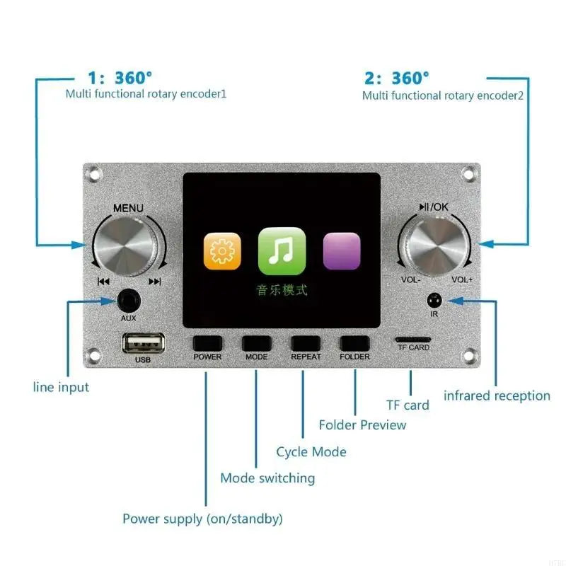 H7BC 2.8inch TFT Color LCD Lossless MP3 Decoders Board Bluetooth-compatible Stereo Sound Decoding USB For Car Amplifiers