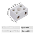 1 In 1 Out Ceramic Wiring Terminal Block 2 In 2 Out High-temperature Resistant Ceramic Terminal Post 250V Copper