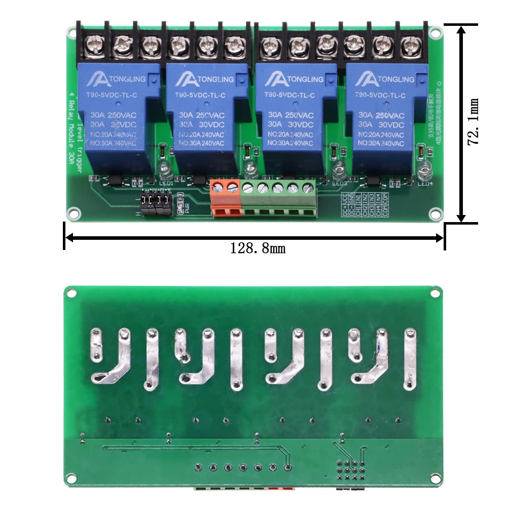1 2 4 Channel Relay Module 30A With Optocoupler Isolation 1 Way 5V 12V 24V Supports High And low Triger Trigger