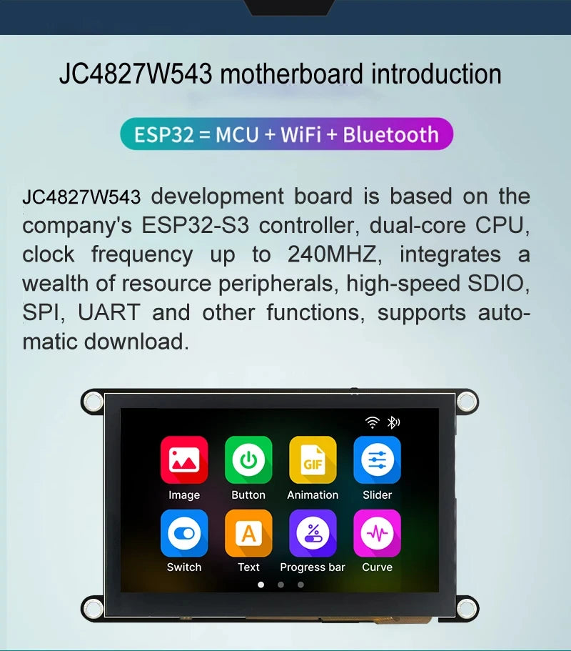 ESP32-S3 8M PSRAM 4M FLASH 4.3-Inch IPS Capacitive Touch 480*272 LCD Display Module with WIFI and Bluetooth