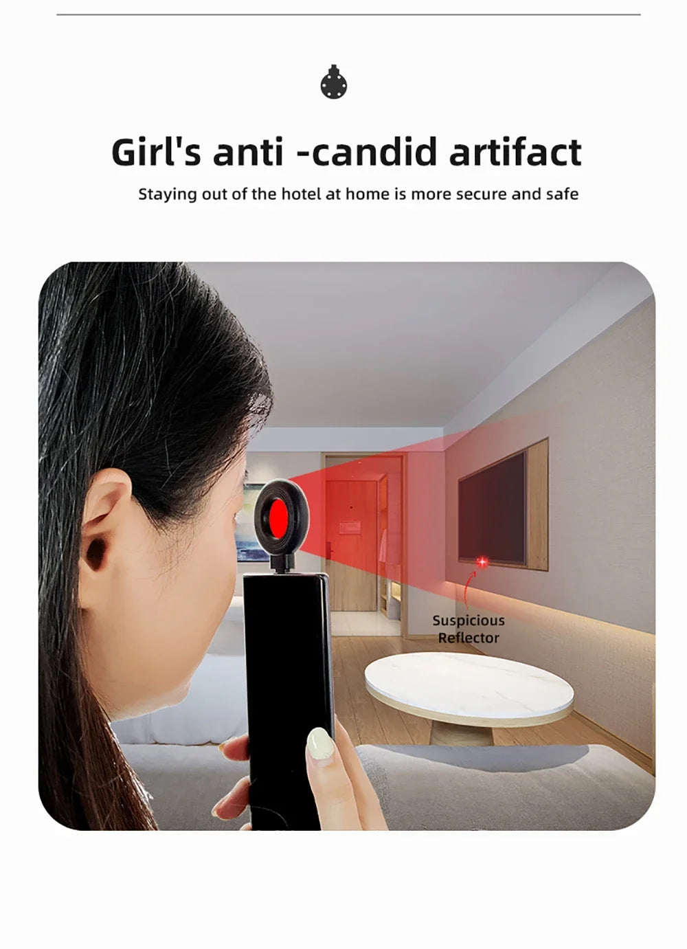 Portable Camera Detector Mobile Phone USB IR Alarm for Outdoor Travel Hotel Rental Anti Candid Hidden Camera Finder Led Light