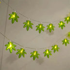 1PC Green Maple Leaf LED String Light,Battery-Powered Fairy Light,Decorative Lighting For Indoor/Outdoor Camping,Fence,Yard,Lawn