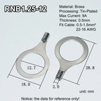 100pcs RNB Brass Ring Bare Terminal Block Connector Cable Lugs Wire Crimping Tips Electrical Connection Strips 12V 2.5mm 4mm 6mm