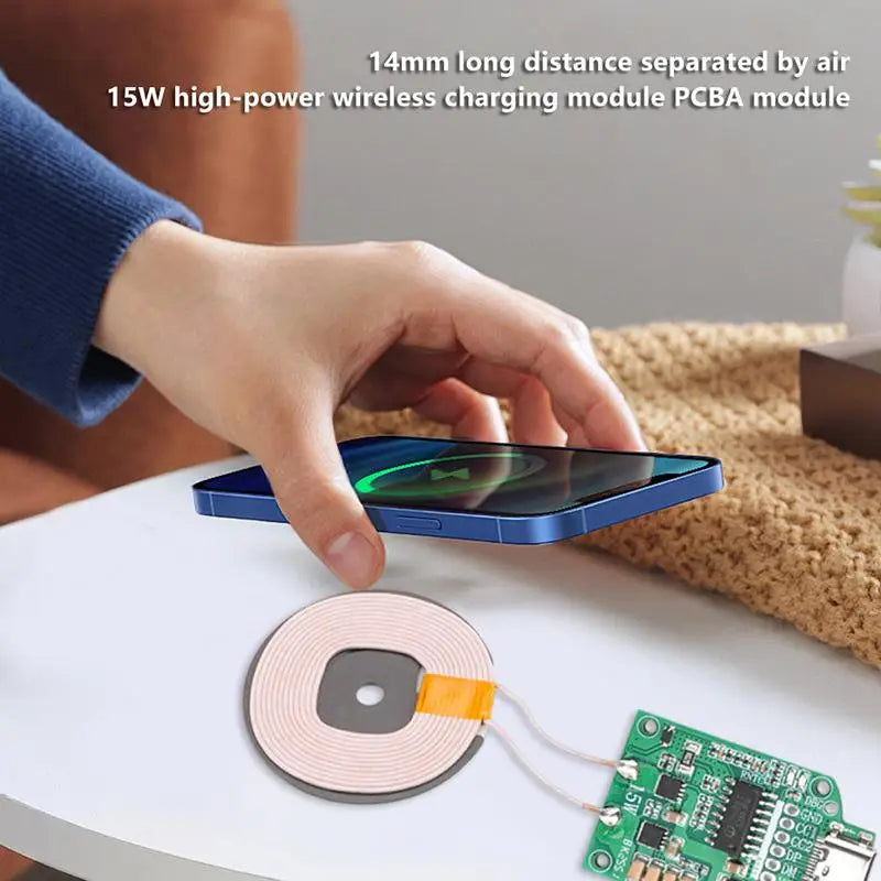 ♦15W Type-c Wireless Charging Module Coil Transmitter Board High Efficiency Inductive Charger DIY Circuit Module
