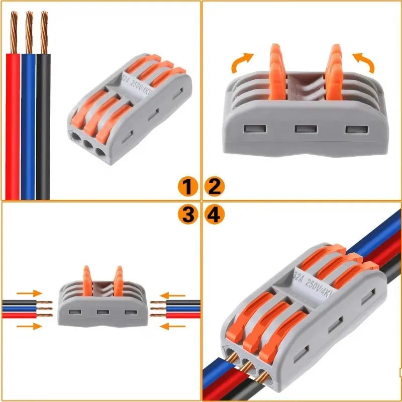 50/55/60Pcs Quick Lever Wire Connectors,Fast Wiring Push in Lever Connectors Electrical Wiring Terminal Block with Storage Box