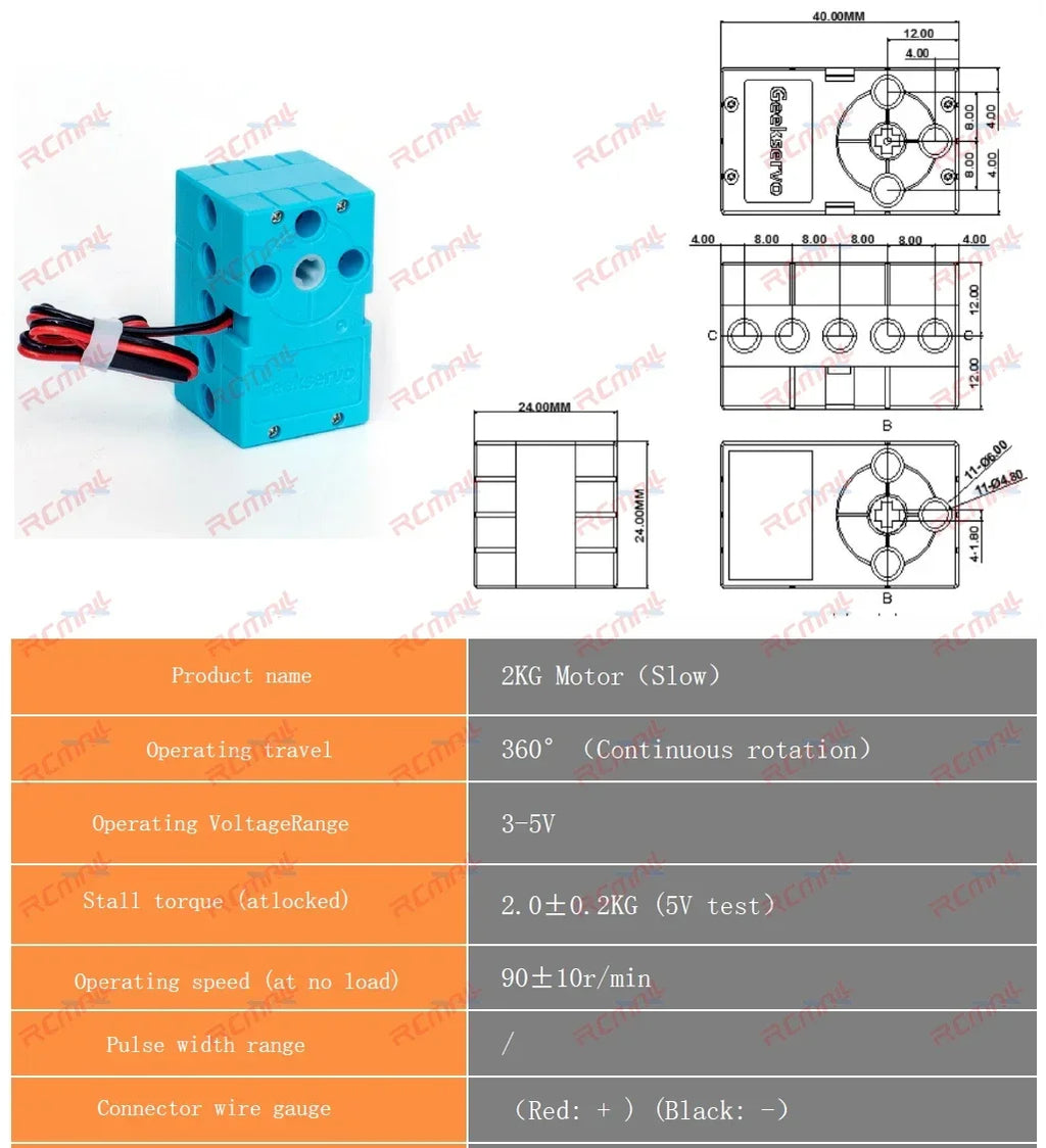 Geekservo 0.7KG/2KG Programmable Servo 360 Degree Dual-shaft Building Blocks Motor for Micro:bit compatible with Legoeds Bricks