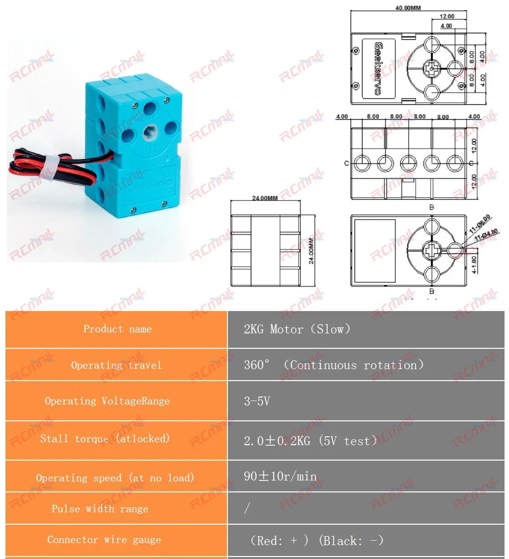 Geekservo 0.7KG/2KG Programmable Servo 360 Degree Dual-shaft Building Blocks Motor for Micro:bit compatible with Legoeds Bricks