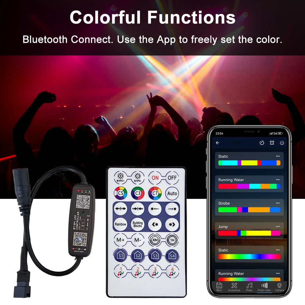 DC5-24V USB/DC Mini Led Controller 3Pin 28Keys Remote Bluetooth App Music Control For Individual Addressable WS2812 RGB Strip