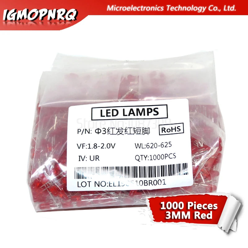 SAMIROB 1000pcs blue green red yellow white 3mm led light-emitting diodes Diffused