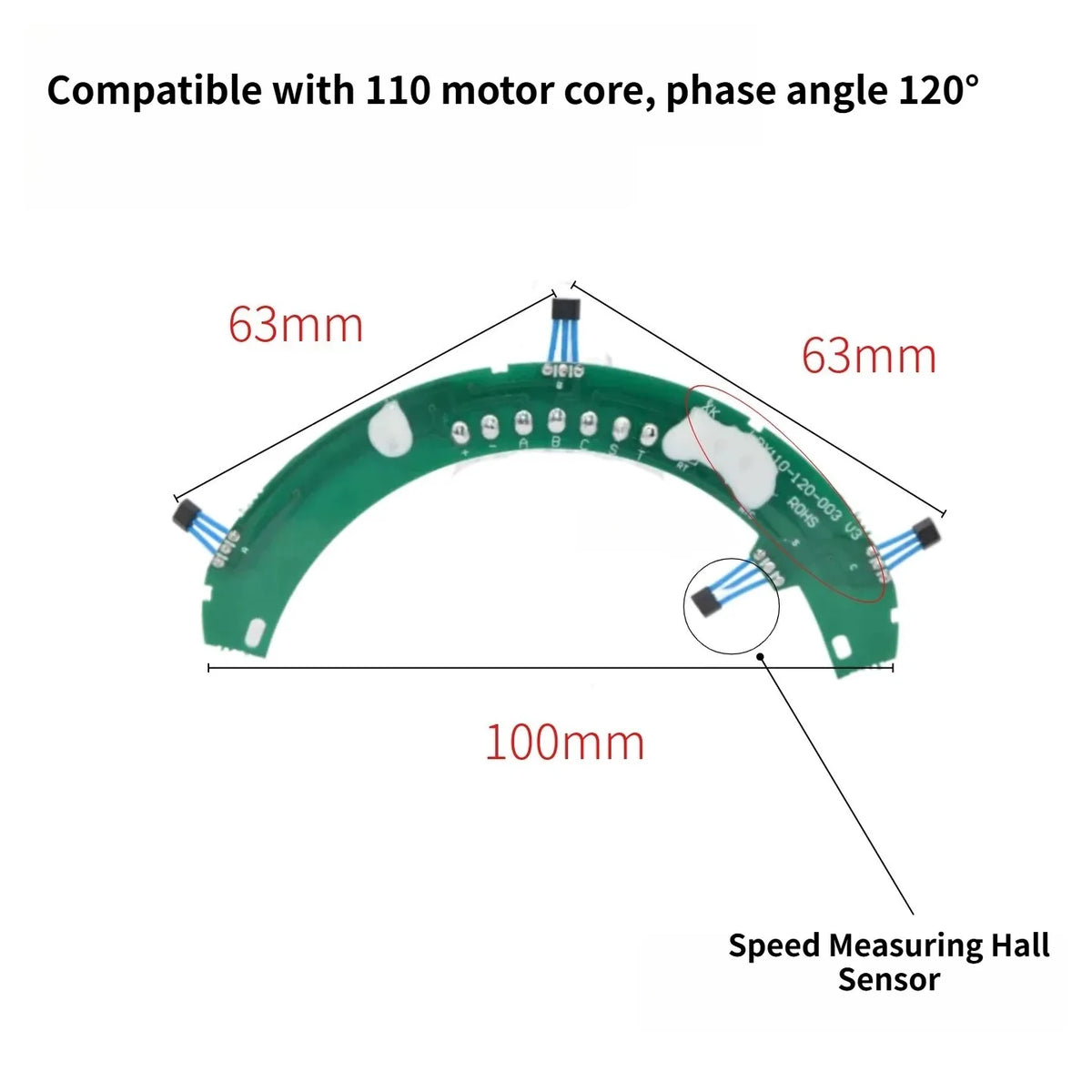 E-Bike Brushless Motor Hall Sensor Board LDX92-120X LDX110-120 14 Inch Motor Hall Signal Sensor Electric Bicycle Replacement