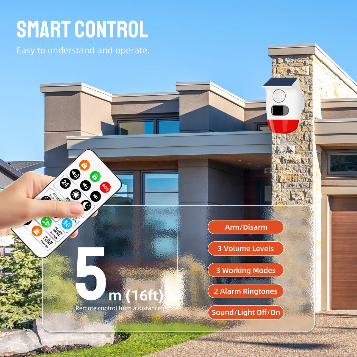 Outdoor Solar Alarm PIR Infrared Motion Sensor 120dB Siren Sound Light Flash Waterproof Security Protection for Yard