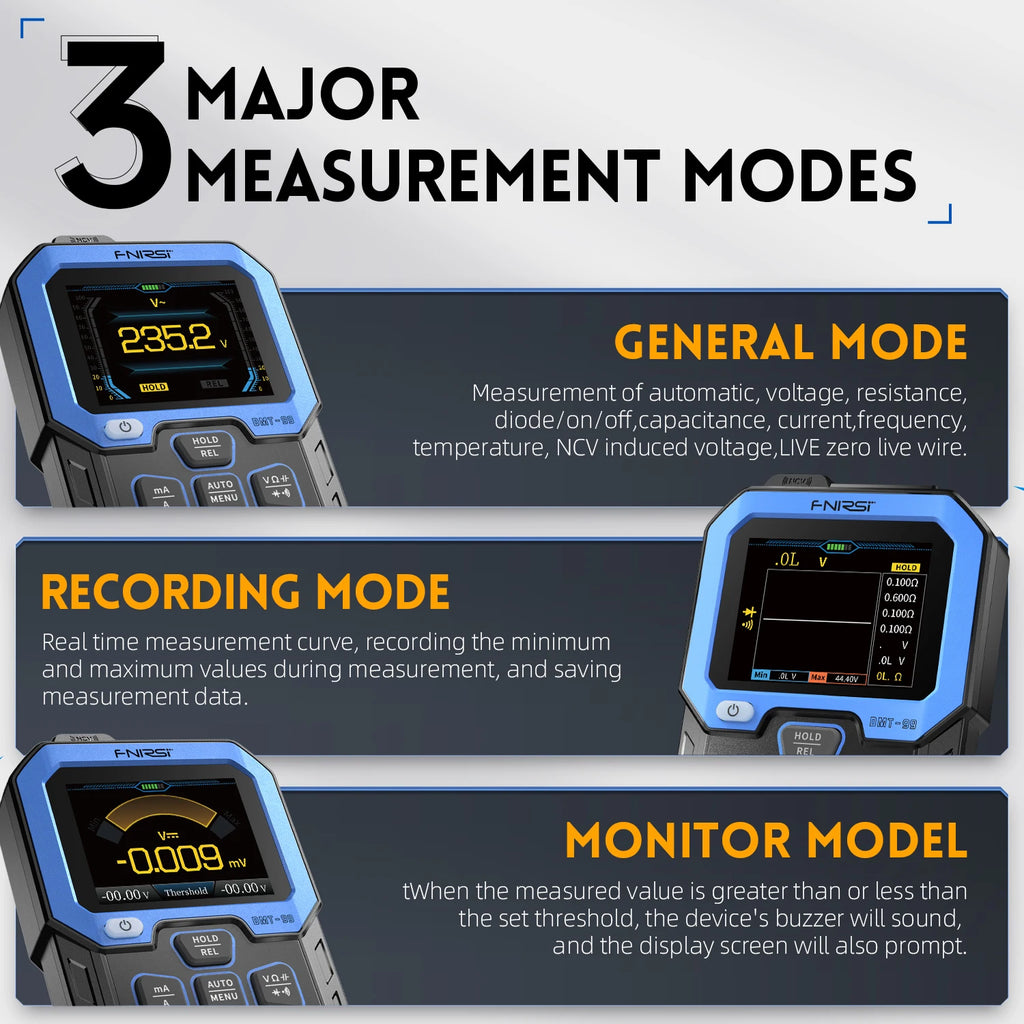 FNIRSI DMT-99 Digital Multimeter 9999 Counts Smart Professional Tester 1000V 10A True RMS Auto Range AC DC Ohm Hz Capacitance