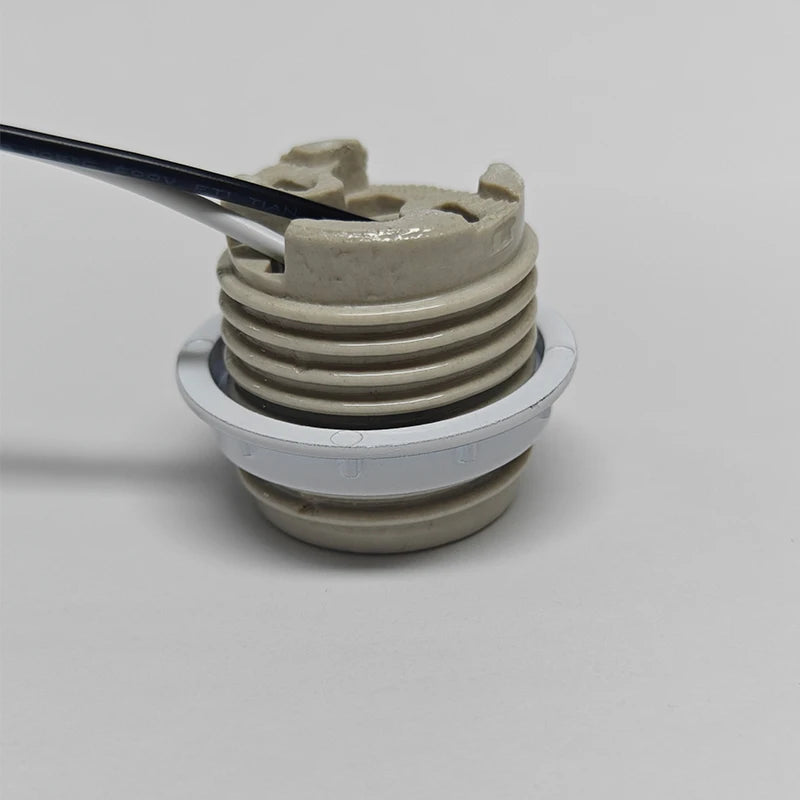 E26 Light Socket with Shade Ring, UL Listed Medium Screw  Porcelain Pre-Wired Lamp Holder for Halogen LED Bulb Lamp Fixture