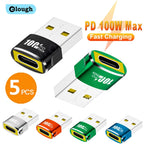 Black /Green 100W PD USB to Type-C OTG Adapter - USB-C Female to USB-A Male