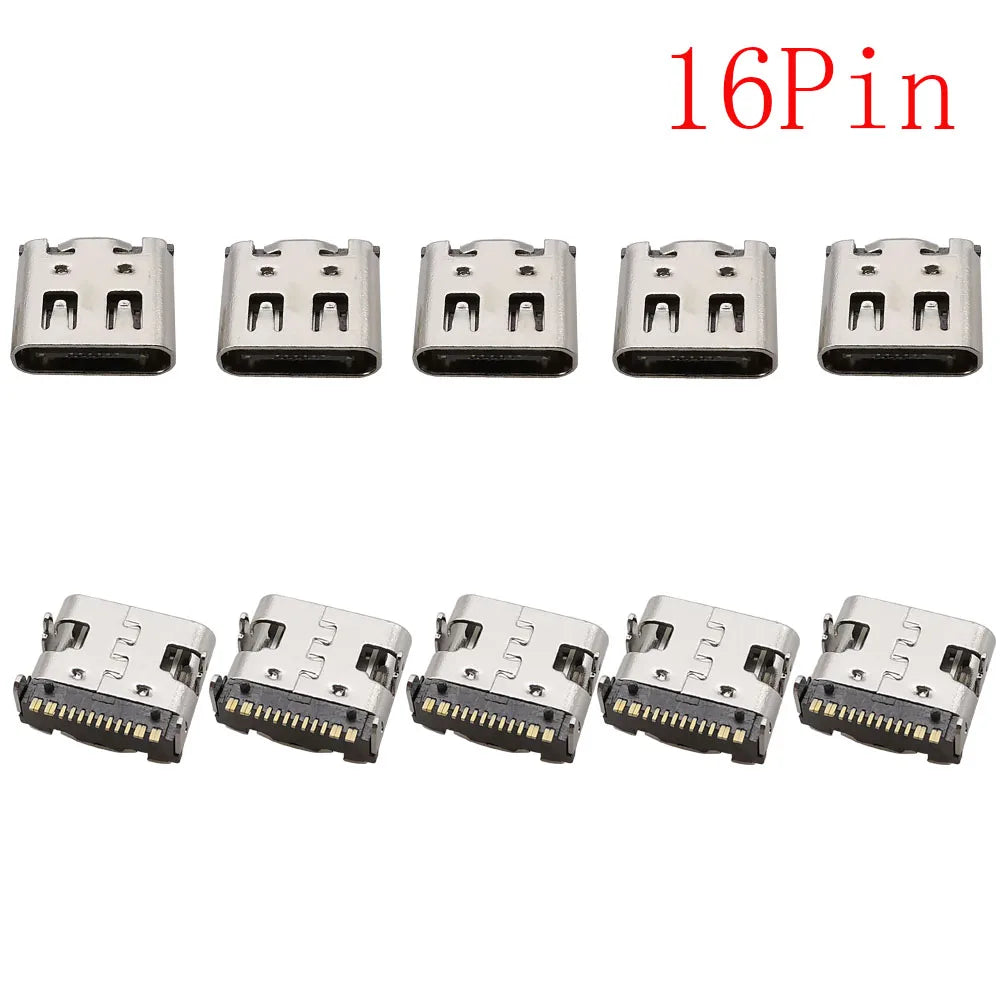 10Pcs USB Connector Type C Female Charging Port Jack 2P/6P/16P/24 Pin Soldering PCB SMD SMT DIY USB-C Socket Adapter