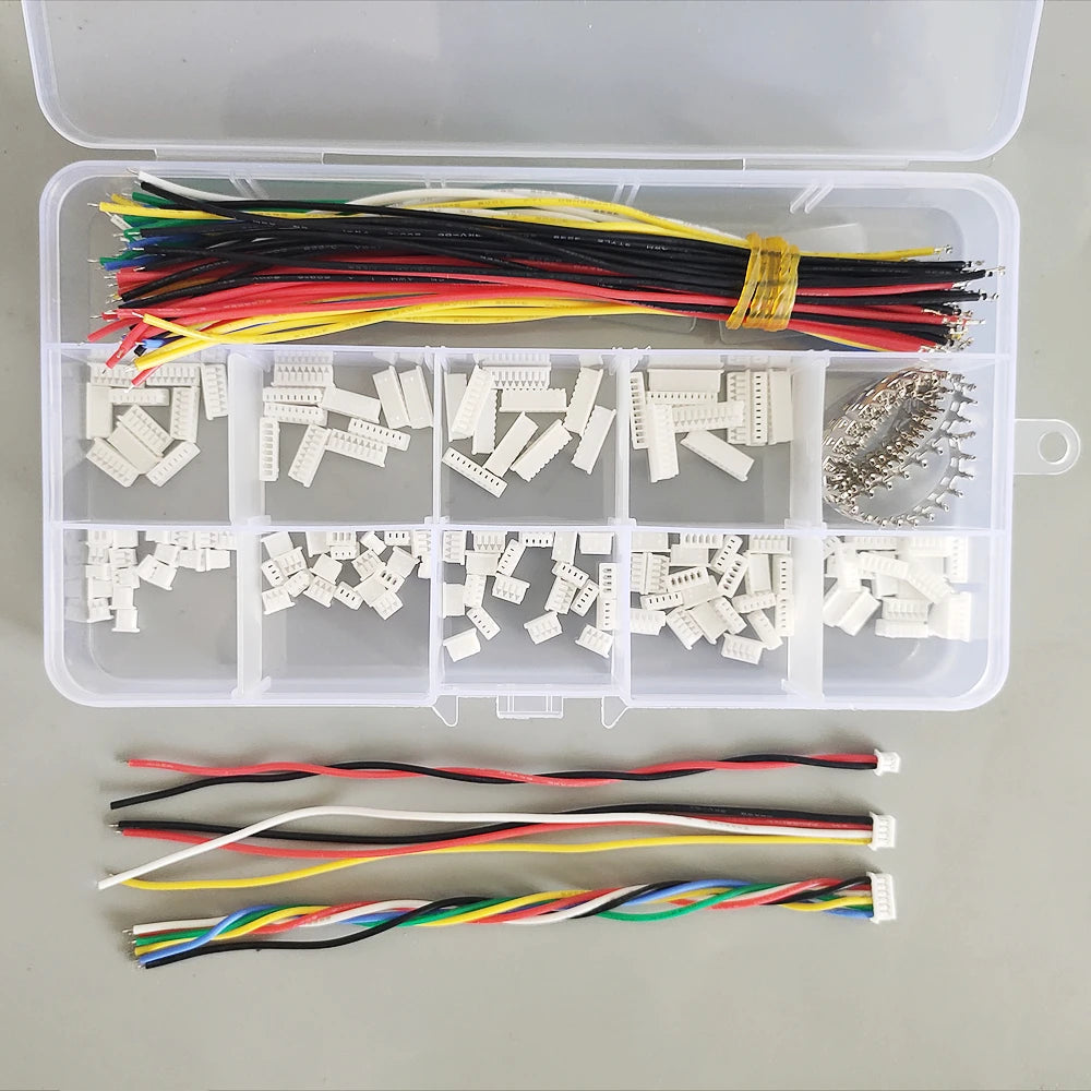 JST 1.25mm Pitch Pre-Crimped Silicone Wire Kit | 28AWG Soft Cable Male/Female Connector | 2-10 Pin DIY Electronic Harness