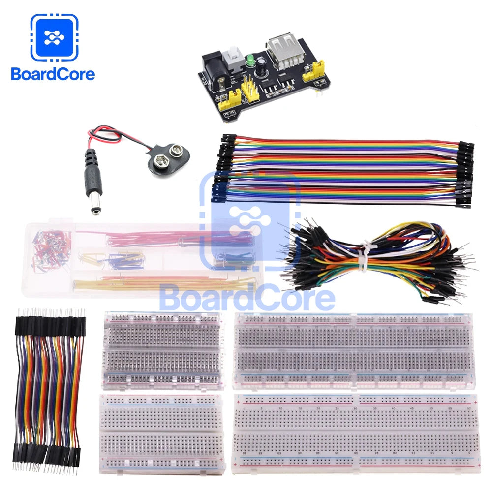 MB102 Breadboard Power Module 3.3V/5V MB-102 830 Points Prototype Bread Board for Arduino Kit 10/20/30cm Dupont Wire 65pcs Cable
