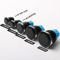 12/16/19/22MM black metal switch button self-locking latching reset power button start stop car motorcycle 6/12/24/220V on off