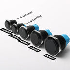 12/16/19/22MM black metal switch button self-locking latching reset power button start stop car motorcycle 6/12/24/220V on off