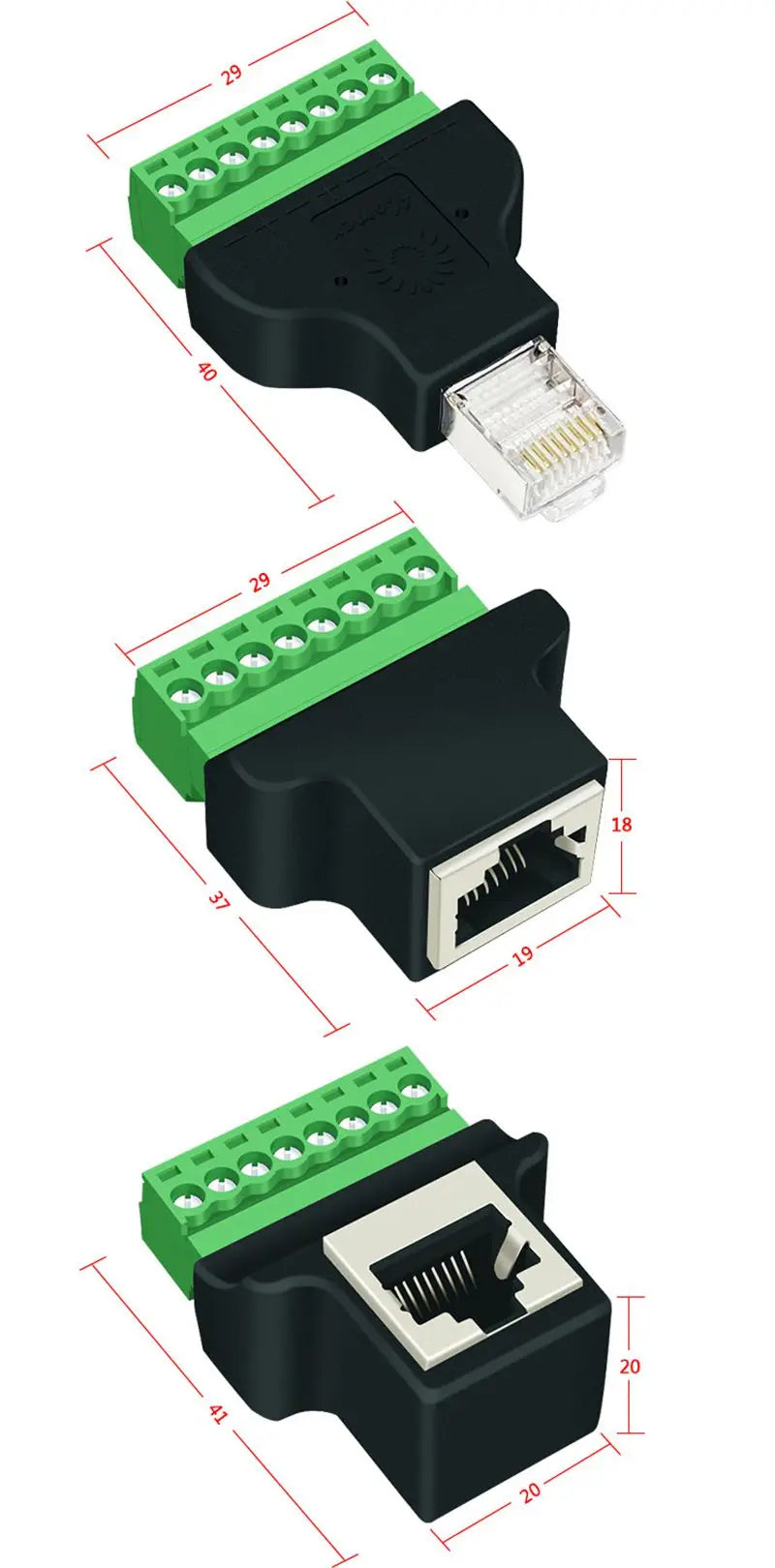 Rj45 to Screw Terminal Block 8P Connector Ethernet Rj45 Male Female to 8 Pin Screw Terminal Network Adapter Cable For CCTV DVR
