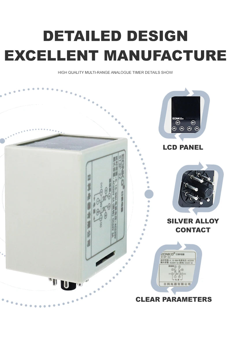 220v Programmable Timer Relay ST3P-2Z Time Relay LCD Digital display cycle Power-on Delay Digital Small Timer 12V/24V/110V/380V