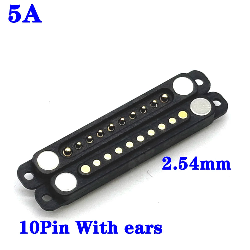 1sets DC 36V 5A Waterproof Magnetic Pogo Pin Connector 5Pin With Ears Pogopin Male Female Spring Loaded DC Power Socket