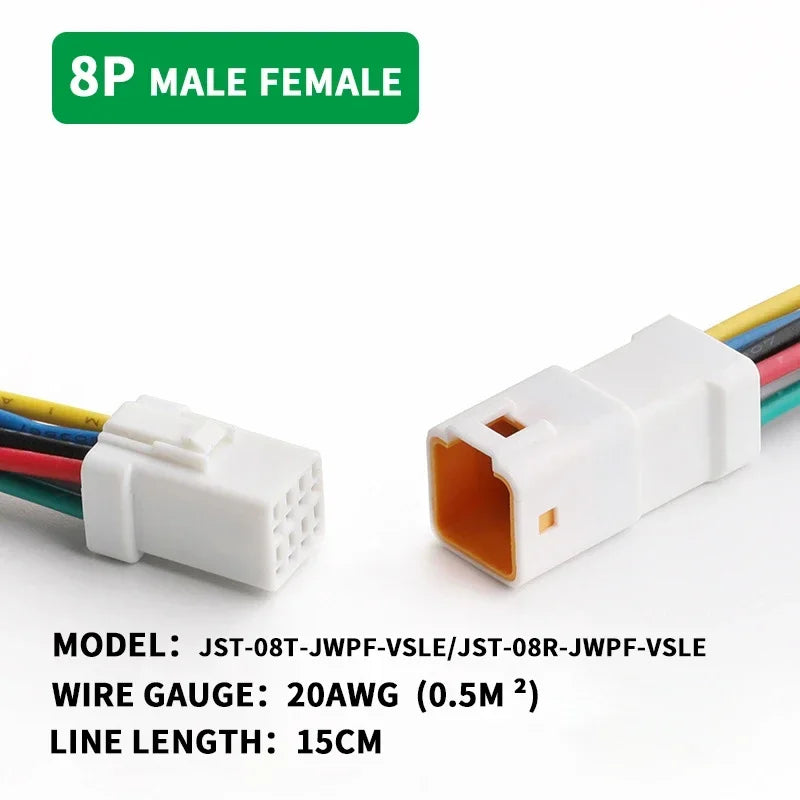5/20/100set JST 02t/02r/03t/03r Waterproof Connector 2p/3p/4p/6p/8p Plug Socket With Cable 20awg/0.5m ² Wire Harness JWPF Series