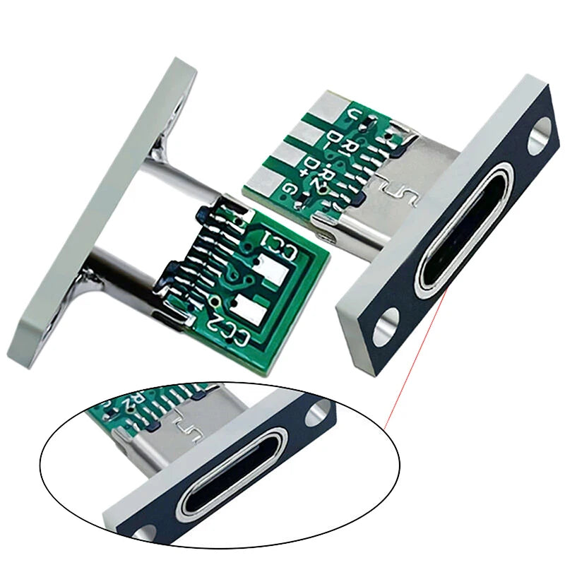 5Pcs New USB 3.1 Type C Socket With Screw Fixing Plate Type-C USB Jack 3.1 Type-C 2Pin 4Pin Female Connector Jack Charging Port
