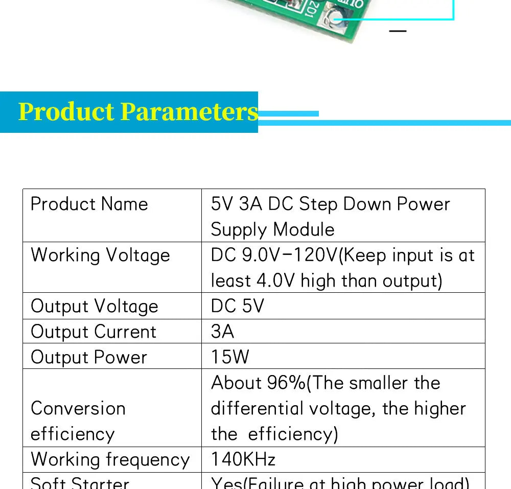 DC 9V 12V 24V 36V 48V 72V 84V 120V to 5V 3A / 2A Step Down Module Power Supply DC DC Converter Buck Converter Step Up Converte