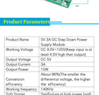 DC 9V 12V 24V 36V 48V 72V 84V 120V to 5V 3A / 2A Step Down Module Power Supply DC DC Converter Buck Converter Step Up Converte