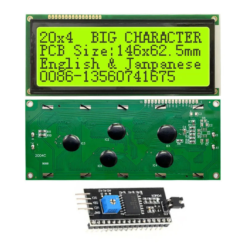 20x4 2004 Big Large Size Character  Lcd Display I2C IIC Blue White Green Size 146x62.5mm 5v LC2042 WH2004L AC204B  SBS02004A0