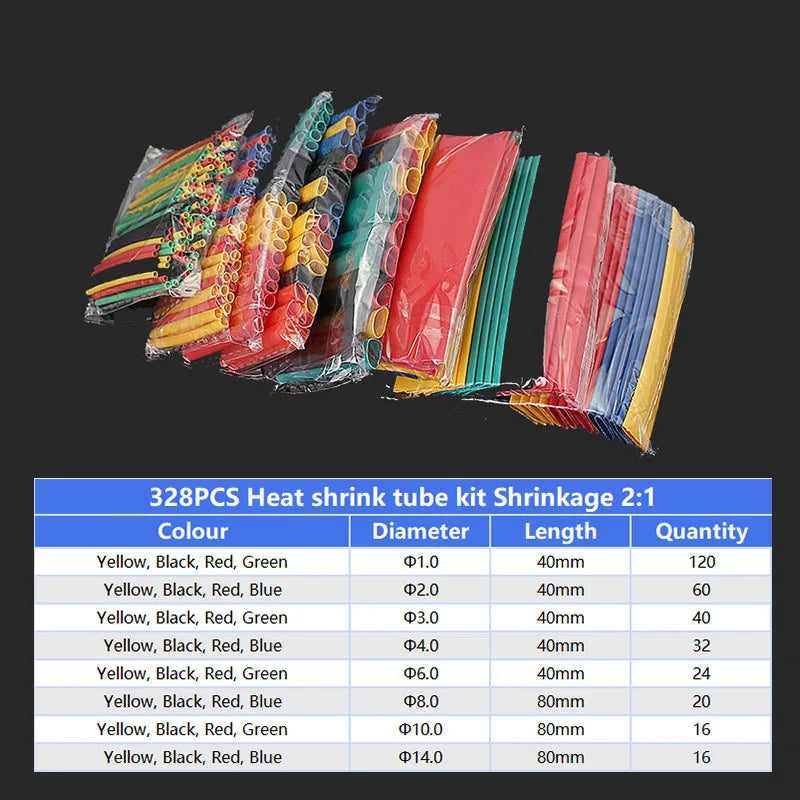 Heat Shrink Wrapping Tube Kit 2:1 Insulation Sleeves for Electrical Cables Wire Connector and DIY Projects